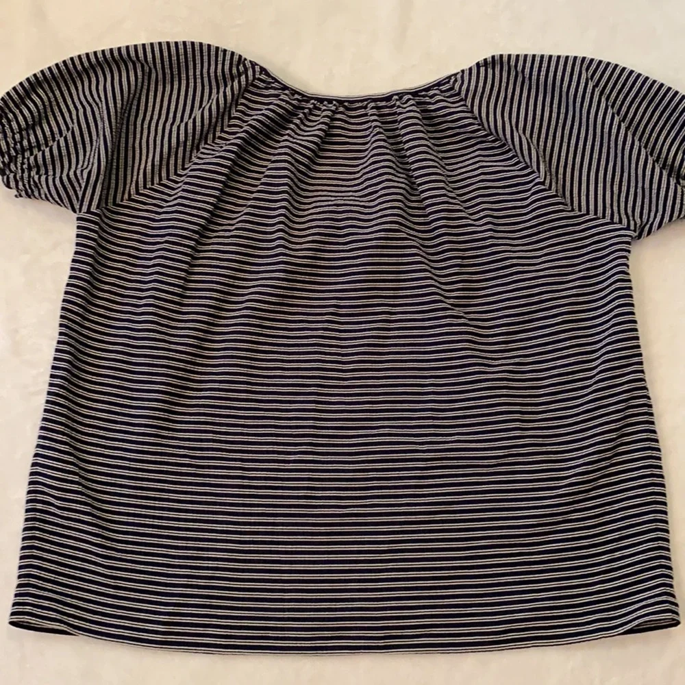 Madewell | Texture & Thread Peasant Top Deep Navy Ellis Striped Blue/White (XS) - Picture 14 of 16